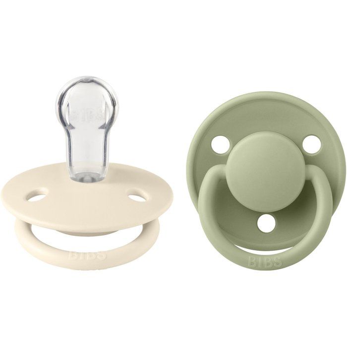 Sucette bébé - BIBS - DeLux - Embout rond - Pack de 2 - Silicone - Taille unique Ivory Sage