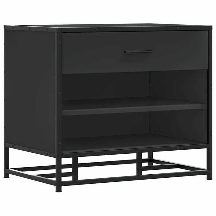 701198& Banc à chaussures - pouf de rangement noir 60x40x535 cm - Bois - Panneaux de particules et métal