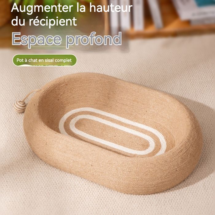 Comparer les prix de Lit pour chat en corde de chanvre anti-rayures et résistant aux rayures griffoir ovale concave en sisal 57 x 39 x 12 mul CORBEILLE