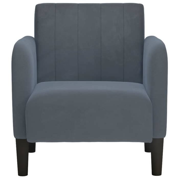 CLARENCE® Fauteuil simple - Chaise-Canapé - pour salon/chambre/bureau - avec accoudoirs gris foncé 54 cm velours LV5188