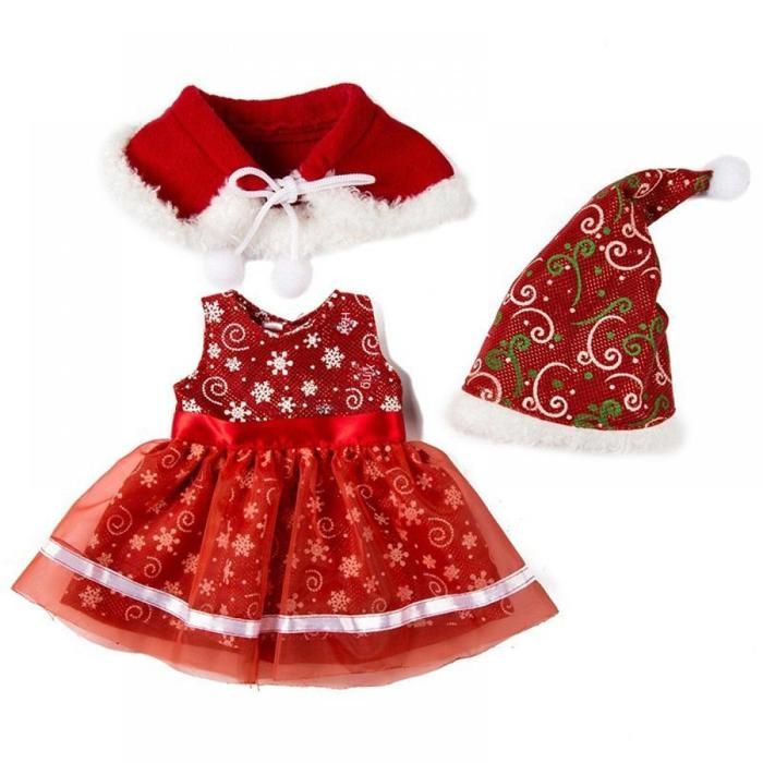 Robe de poupée EINNENFFER Robe de Noël en dentelle 45 cm