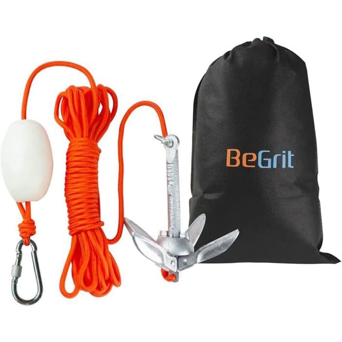 BeGrit Ancre Pliable 1.5kg Pour Kayak Paddle Sup Jet Ski - Kit Complet Avec Corde 10m