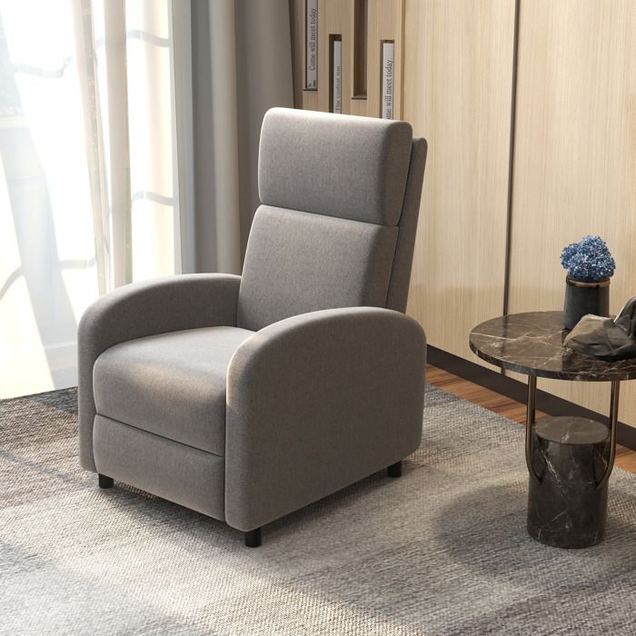 Fauteuil relax inclinable jusquà 160° manuellement avec repose-pieds intégré charge max. 120kg grand confort gris