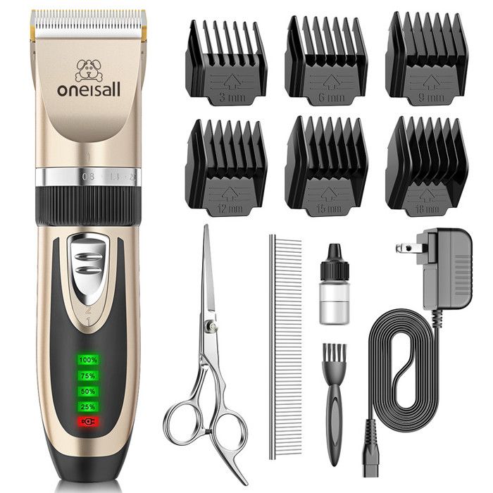 Comparer les prix de Tondeuse pour chien Oneisall silencieuse à 2 vitesses rechargeable sans fil pour petits et grands chiens chats et animaux