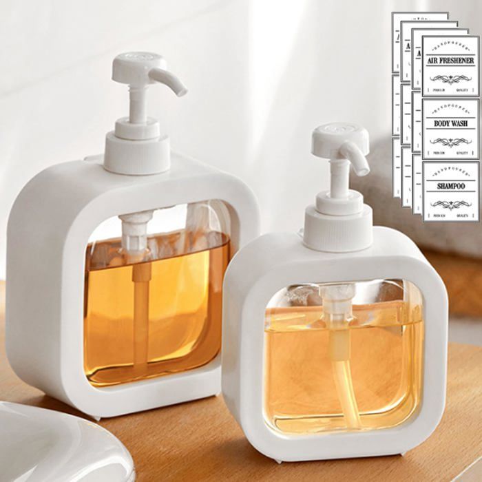 Distributeur Savon Distributeur de Savon avec éTiquette éTanche Distributeur Liquide Vaisselle 300ML2 PièCes