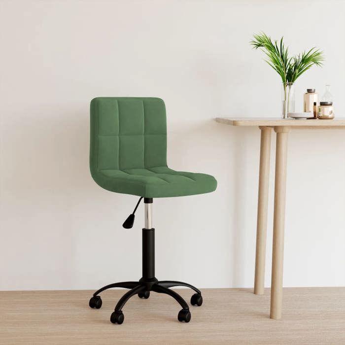 Chaise de bureau pivotante en velours - VIDAXL - Vert foncé - 40x47x(76-875) cm - Pivotement 360° - Roulettes