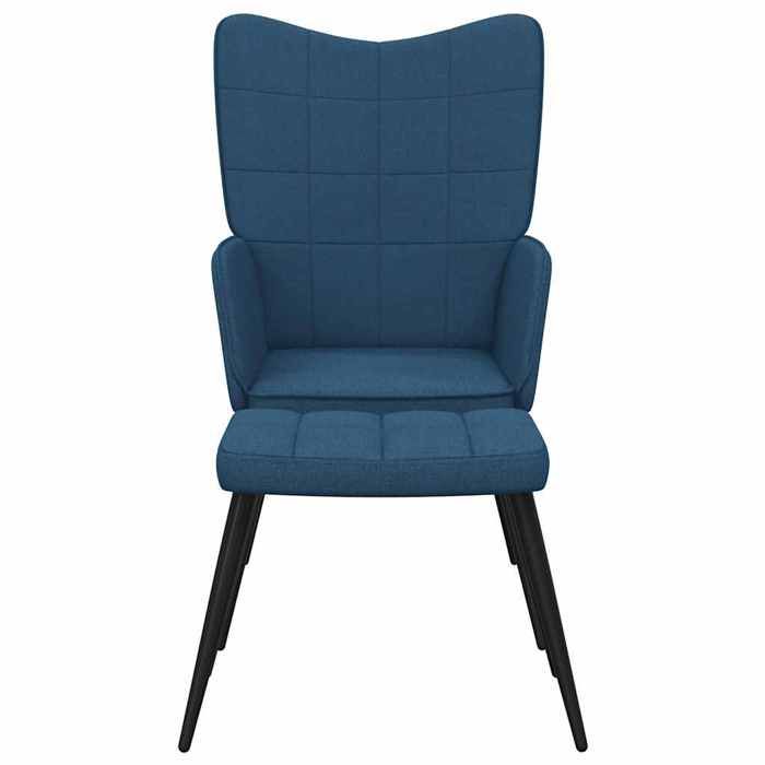 Bestseller Chaise/Fauteuil de relaxation - BURKE - 110 kg par siège - avec tabouret - Bleu Tissu FF719