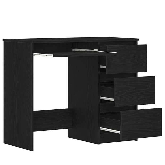 Bureau BURKE Noir Table à écrire - 1 PERSONNE - chêne noir 90x45x76 cm - bois dingénierie BB822