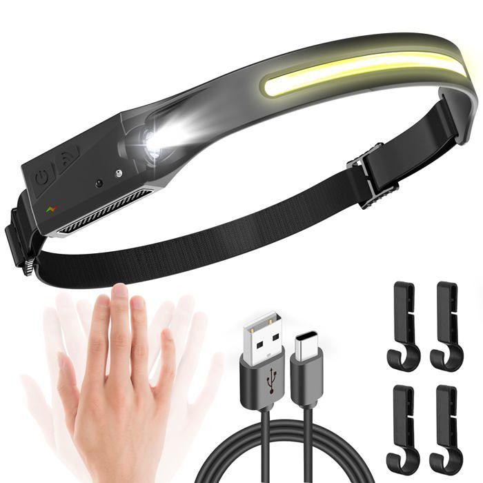 Lampe LED USB rechargeable Lampe frontale phares tête de la torche lampe de poche étanche