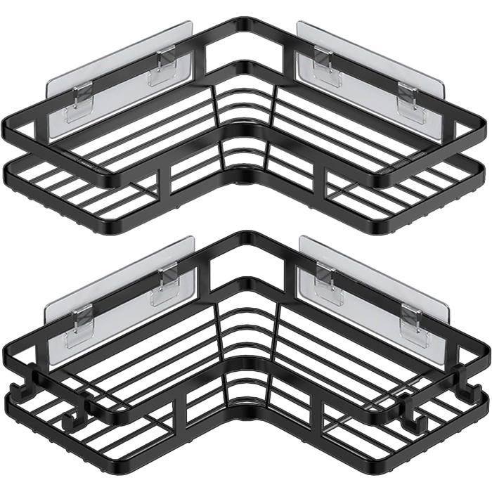 Étagère dangle de douche étagères dangle avec 4 crochets étagère de douche auto-adhésive sans perçage [Lot de 2] étagère de