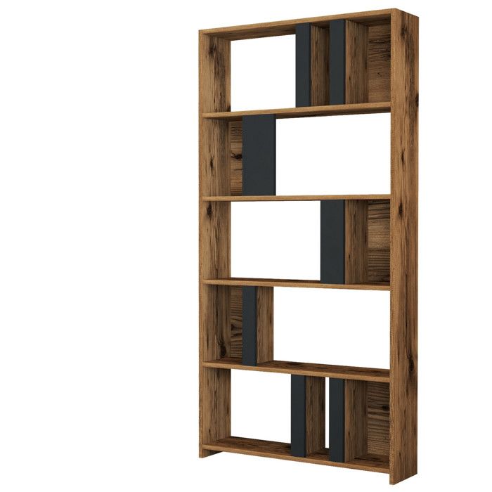 Bibliothèque en bois Lima 90 x 20 x 180 cm - Noyer Bibliothèque en bois Lima 90 x 20 x 180 cm - Noyer