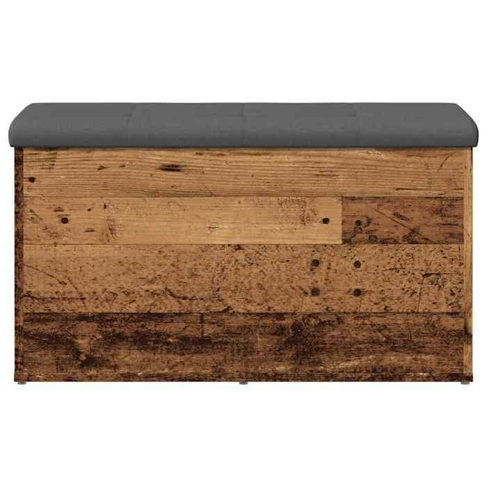 Tabouret de rangement ZENCORE - Banc de rangement - Montage simple - banc de lit - vieux bois 82x42x45cm - Bois dingénierie LH35499