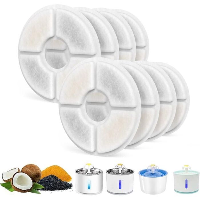 8 filtres pour fontaine eau chat charbon actif remplacement
