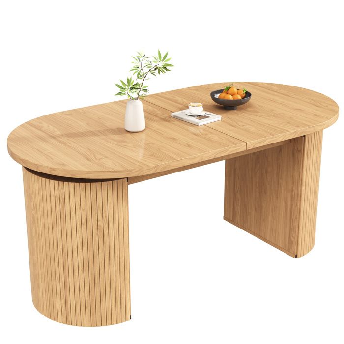 Table à manger extensible 120-160 x 80 x 76 cm plateau MDF coloris bois naturel clair rangement caché