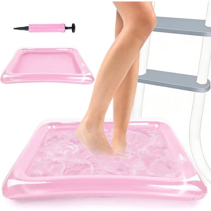 Bain de Pieds Gonflable Bassin Pédiluve pour Piscine Pediluve Gonflable Ø60 cm Bath De Pied De Piscine Gonflable(Rose)
