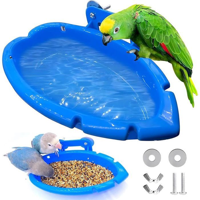 2 pcs Baignoire Oiseau Accessoire Cage Plastique Durable Pour Perruche Perroquet