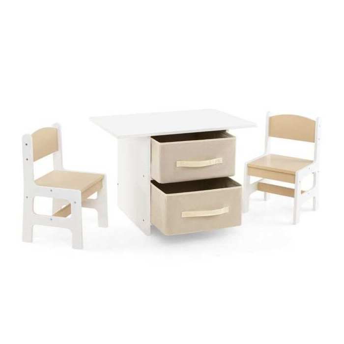 Ensemble table dactivité enfant avec 2 chaises et 2 bacs de rangement pour dessin lecture et jeux