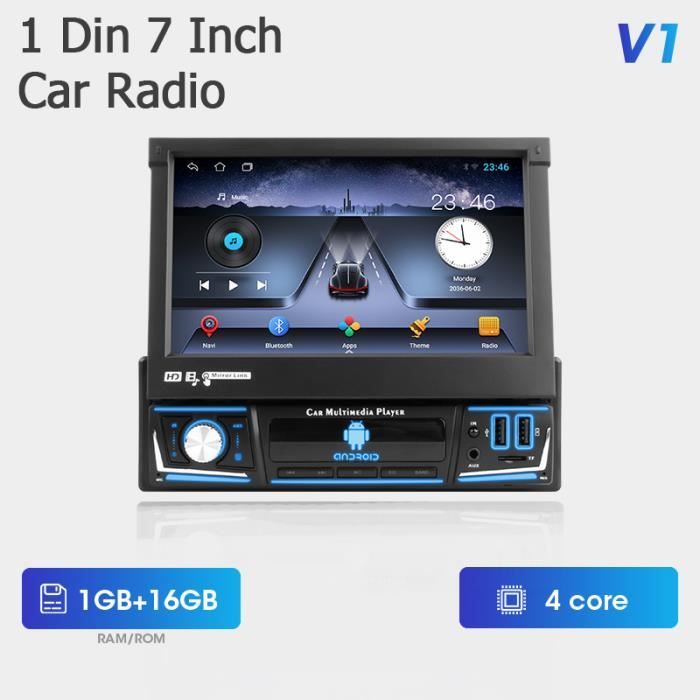 V1 - autoradio Android 7 ", Navigation GPS, écran IPS, lecteur DVD, universel, Carplay, WiFi, vidéo, stér