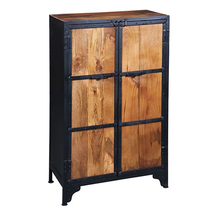 BOSQUE - Armoire 2 Portes en Bois de Récupération et Acier noir BOSQUE - Armoire 2 Portes en Bois de Récupération et Acier noir