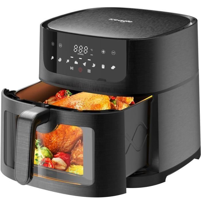 Friteuse Air Fryer 9L - Iceagle - XXL Friteuse Sans Huile avec Fenêtre - Friteuse à Air 1800W 8 Programmes Recettes - Iceagle