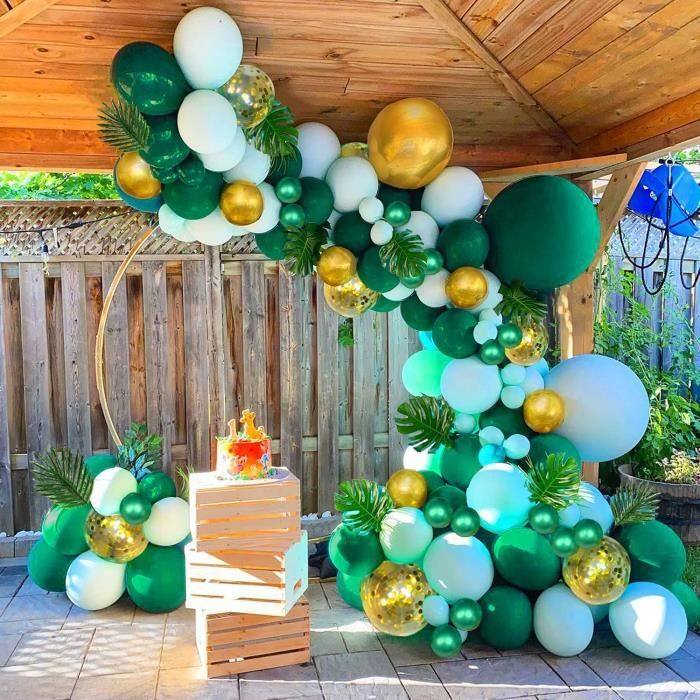Jungle Decoration Anniversaire Jungle Safari Ballon Vert Or Arche Balloon De Fete Feuilles Palmier Vigne Animaux Latex 158 Cdiscount Maison
