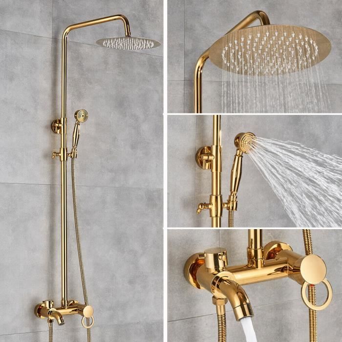 Ensemble de douche de salle de bain moderne robinet de douche douche à effet pluie en acier inoxydable douche à main + pommeau de