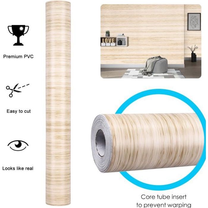 500CM Papier Peint Grain de Bois imperméable PVC Adhésif pour Stickers Meuble Armoire Autocollant pour Placard Tiroir Film Vinyle Meuble KINLO Film adhésif décoratif pour Meuble Bois Naturel 61 500CM Papier Peint Grain de Bois imperméable PVC Adhésif pour Stickers Meuble Armoire Autocollant pour Placard Tiroir Film Vinyle Meuble KINLO Film adhésif décoratif pour Meuble Bois Naturel 61