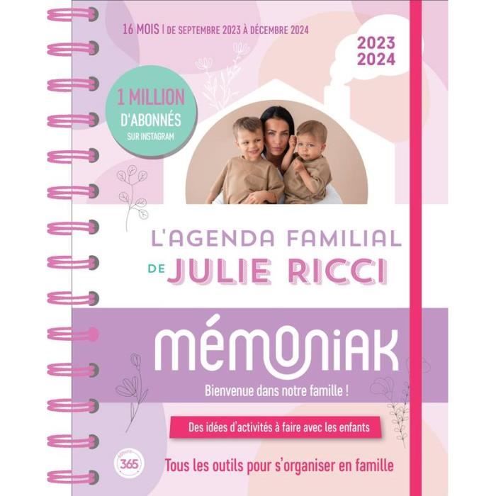 Organiseur familial Mémoniak 2024, calendrier familial mensuel (sept. 2023-  déc. 2024)