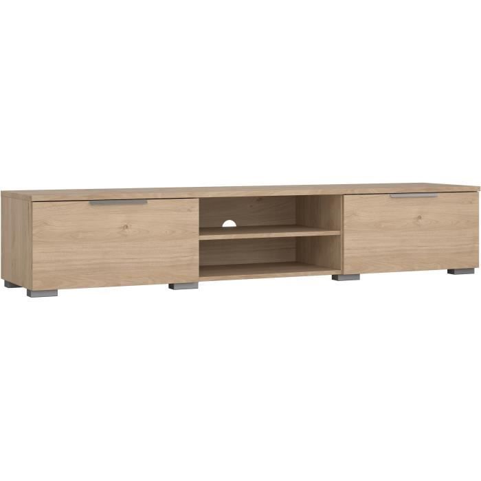 Meuble TV - MATCH - Beige effet bois mat - 2 tiroirs une niche - 1727 x 399 x 331 cm