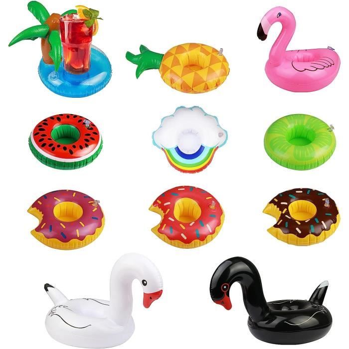 Porte-gobelet Flottant Piscine Gonflable - Forme Cocotier, 4 Emplacements, PVC, 90x58x50cm, été, Fête