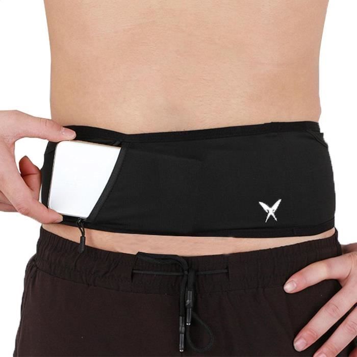 Ceinture Running Homme Et Femme - Sac Banane Sport Étanche Avec 3 Poches, Réglable Noir