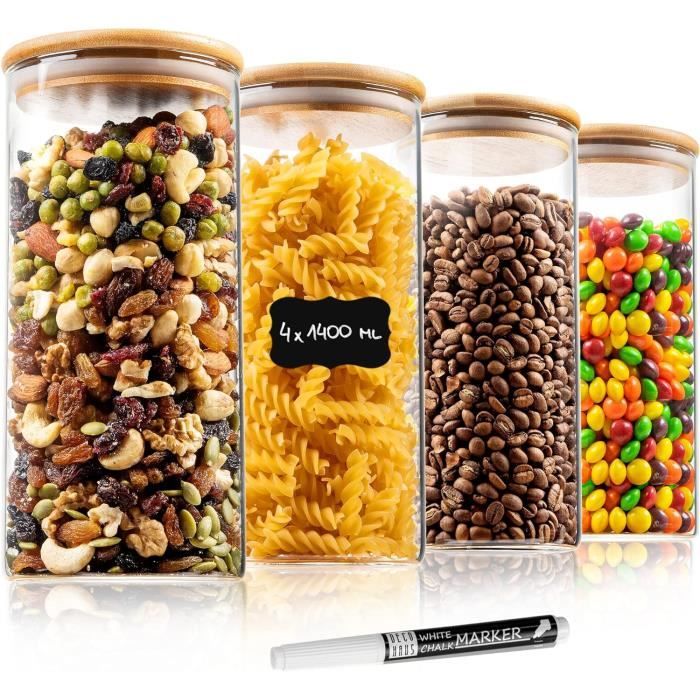 Lot De 6 Bocaux En Verre Hermétiques 500 Ml Rayés Avec Couvercle Clip - Idéal Confitures, Pickles, Épices, Marinades - Verre Qualité Alimentaire
