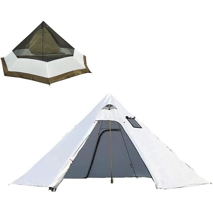 Tente Tipi En Coton TOMOUNT – 2,8 M De Haut, 4,15 M De Diamètre – Pour 6 à 8 Personnes – 4 Saisons - 6