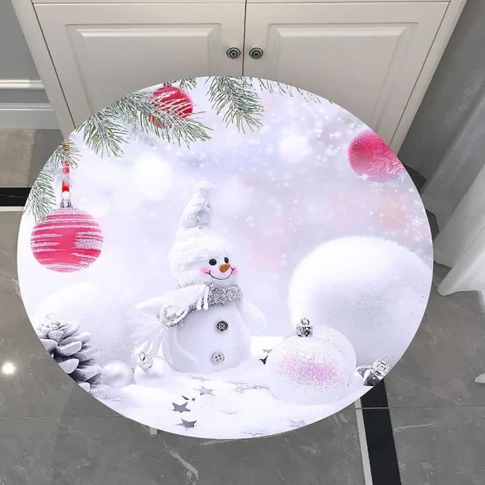 Morbuy Noël Rondes Nappes Avec Bord Élastique, 3D Nappes Rondes Anti