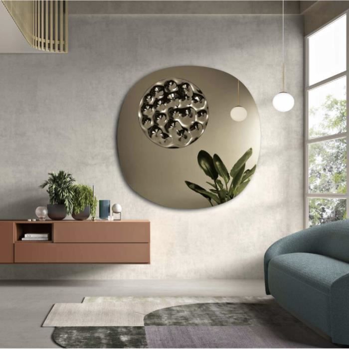 Miroir mural BIJOU Bronze Verre ondulé Asymétrique 150