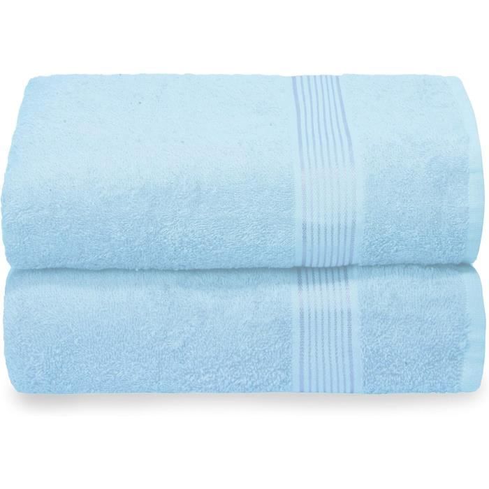 Mixibaby Lot De 2 Serviettes De Bain / Douche 70 × 140 Cm – Coton Éponge 500 G/m² – Orange – Ultra Douces & Absorbantes