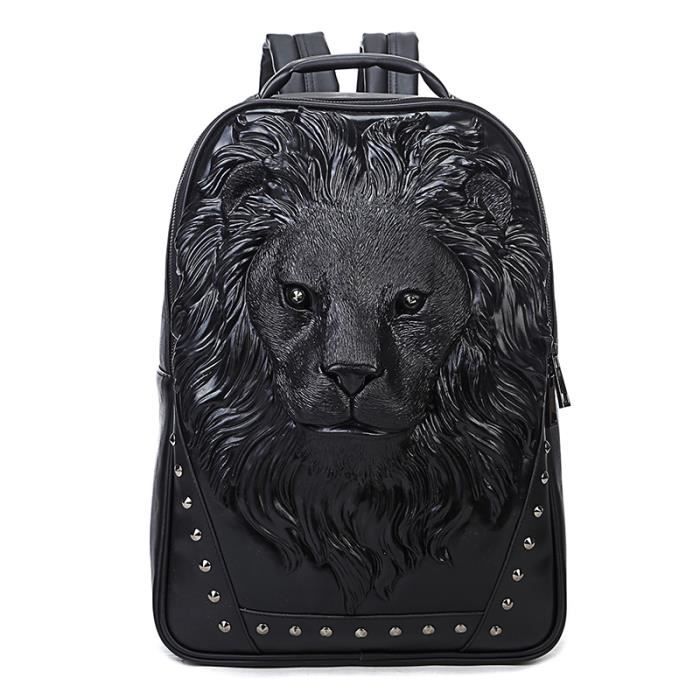 Tete de Lion Sac a Dos Drupum Cuir PU Noir Noir Cdiscount Bagagerie Maroquinerie