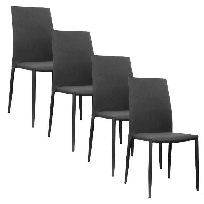 Lot de 4 chaises moderne noir en tissu empilable ! - Achat ...