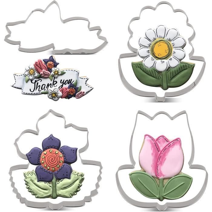 DUBENS Lot De 3 Emporte-Pièces Fleurs De Cerisier En Acier Inoxydable - Décoration Gâteaux Et Biscuits