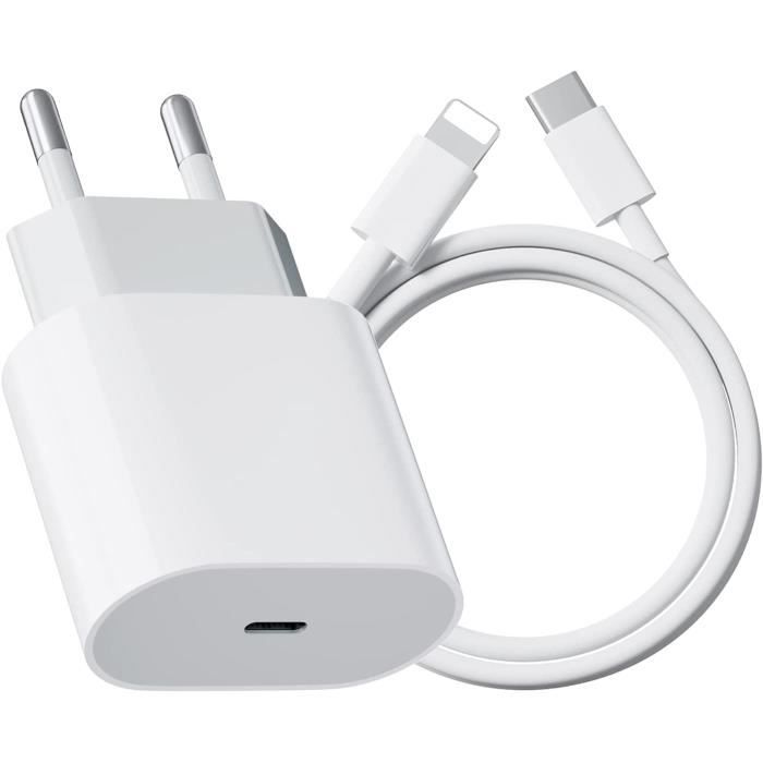 Chargeur Rapide 20W + Câble 1M USB C Pour iPhone 14/14 Plus/14 Pro/14 Pro  Max/13/12/11/SE/iPad Pro - Cdiscount Téléphonie