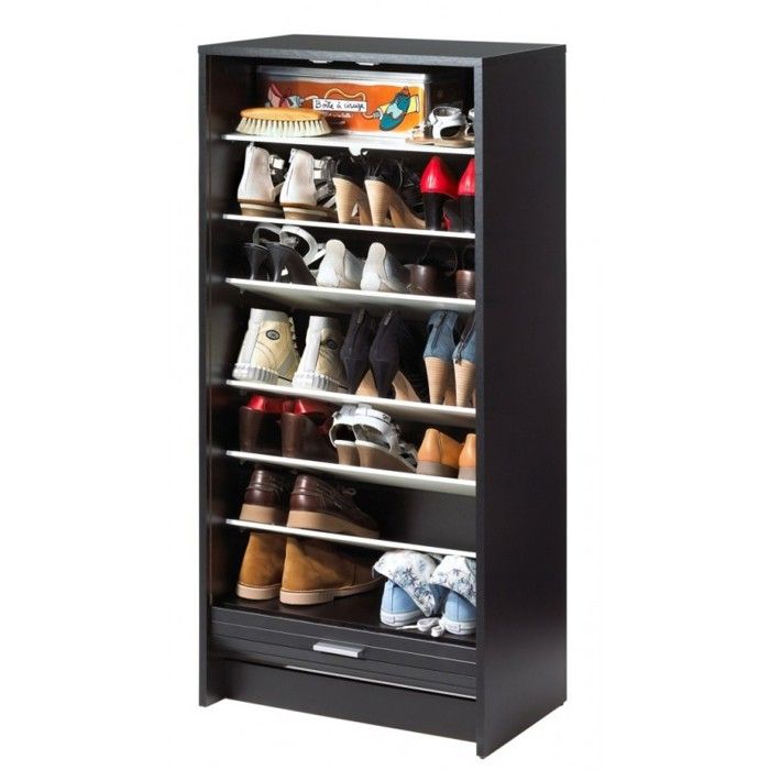 Meuble à Chaussures - Fabriqué en France - Rideau Imprimé BAMBOU - 21 paires - Serrure Meuble à Chaussures - Fabriqué en France - Rideau Imprimé BAMBOU - 21 paires - Serrure