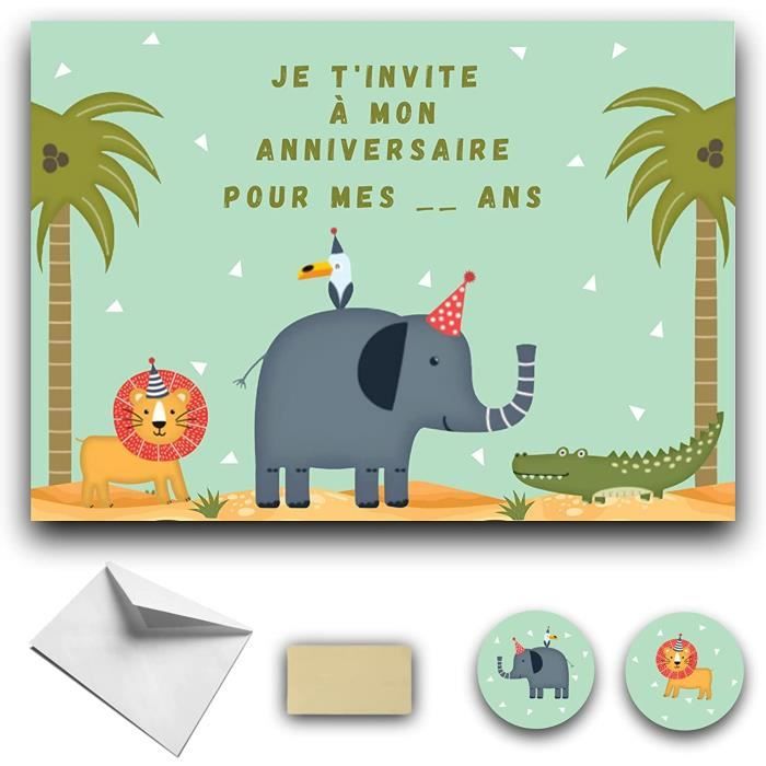 10 cartes invitation anniversaire en Français • 10 enveloppes