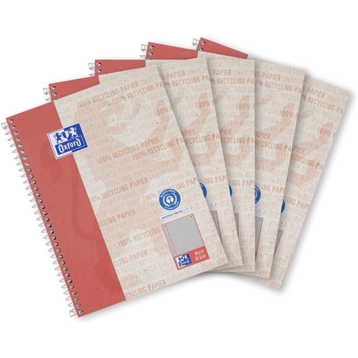 Landre College Lot De 3 Cahiers A4 à Carreaux Recyclés 80 Feuilles