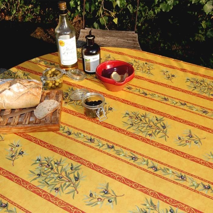 Nappe clos des oliviers jaune coton enduit plastifié 3m//1m60