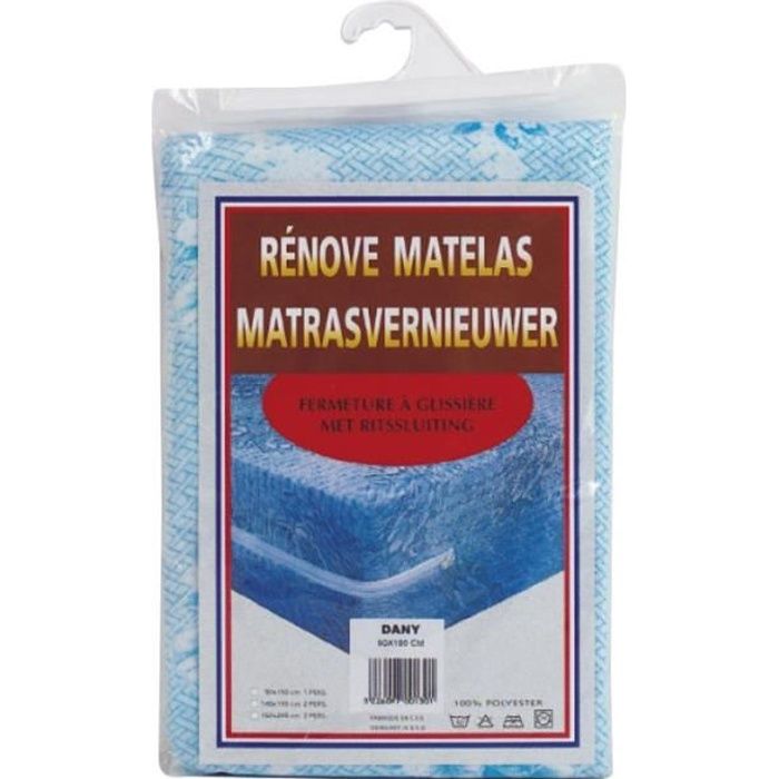 Protège matelas - 90x190cm - Imperméable - Synthétique - Bleu et blanc