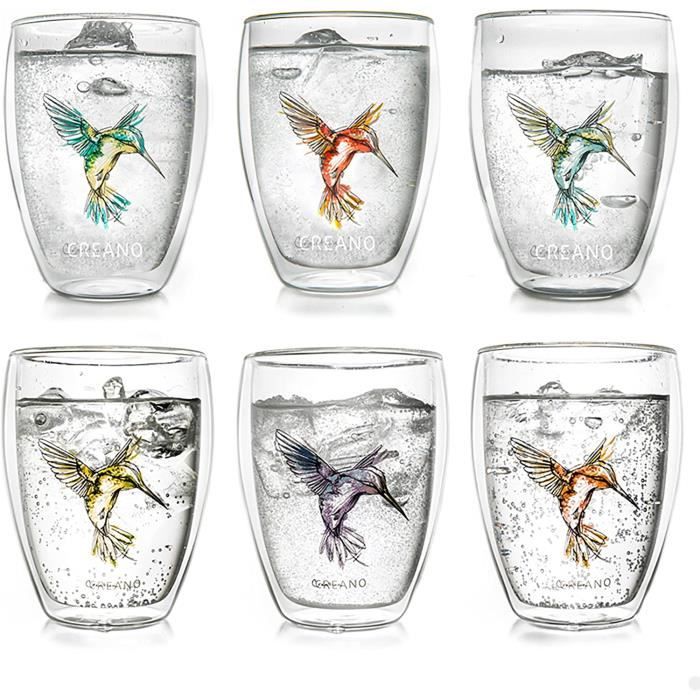 Lot de 2 verres à thé à bulles, verres à latte macchiato, 300 ml, avec