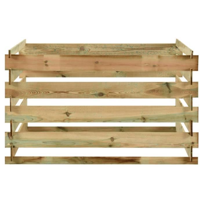 Composteur Jardin En Bois Pin Imprégné - Dimensions 80x50x100 Cm, Bac à Compost à Lattes, Aération Optimale