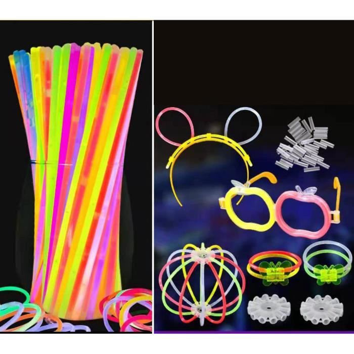 4 Bracelets Fluo Orlob - Carnaval, Fêtes - Rose, Orange, Vert, Jaune - Lot Accessoires Déguisement