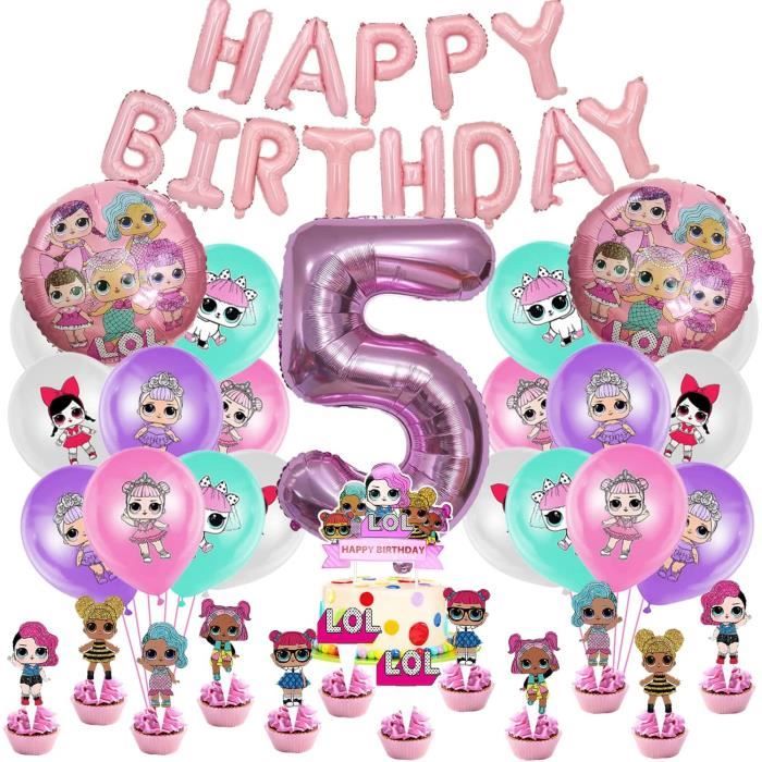 Lol Surprise Poupée Décoration D'Anniversaire 54 Pcs,Rose Ballon Numéro