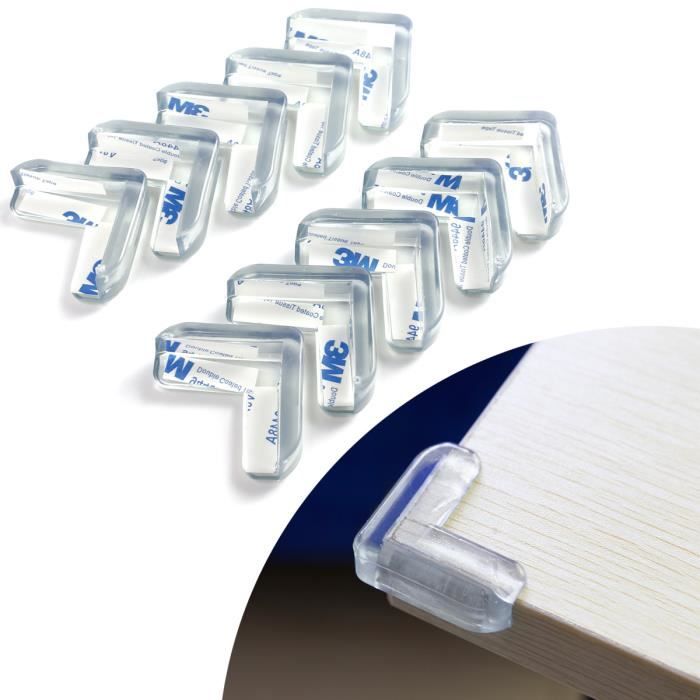 Design carré Protecteurs de coins de meubles Ruban adhésif résistant Lot de 8 Silicone transparent Protection dangles 